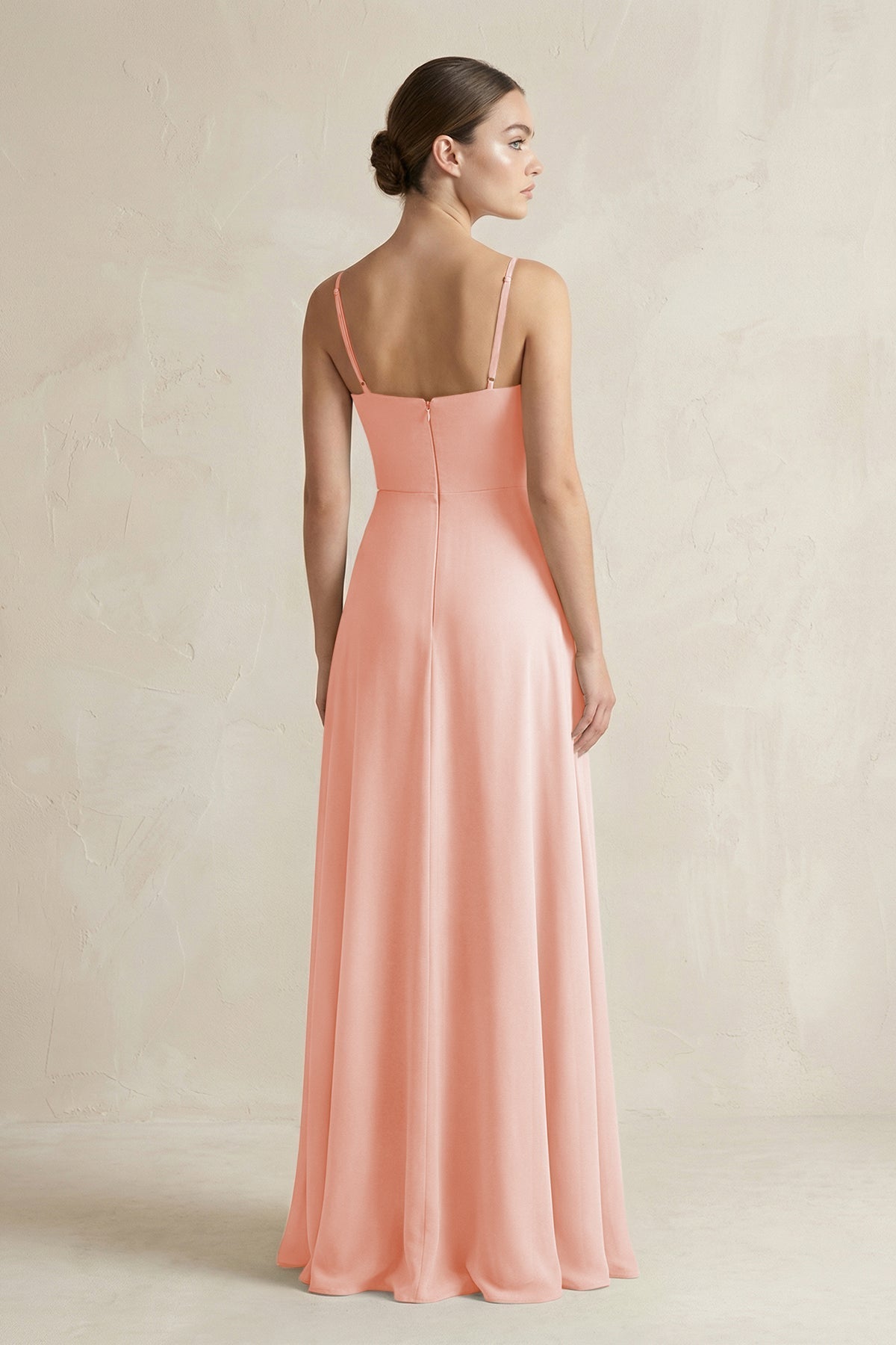 A-Line Chiffon Spaghetti Strap Bridesmaid Dress in Rose Petal