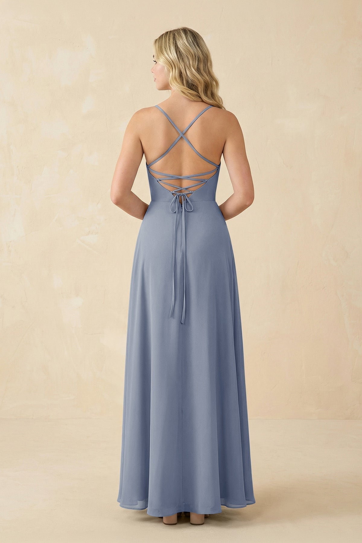 A-Line Chiffon Spaghetti Strap Bridesmaid Dress in Twilight
