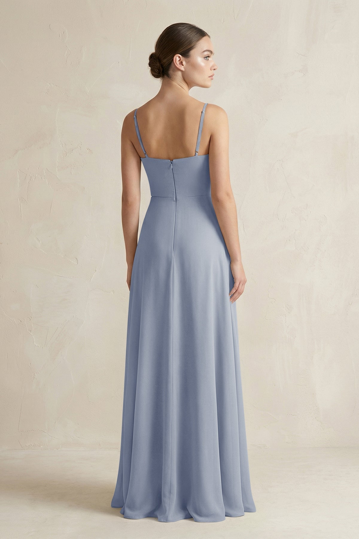 A-Line Chiffon Spaghetti Strap Bridesmaid Dress in Twilight