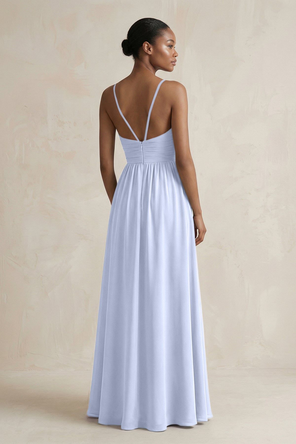 A-Line Halter Chiffon Ruched Bridesmaid Dress in Ice