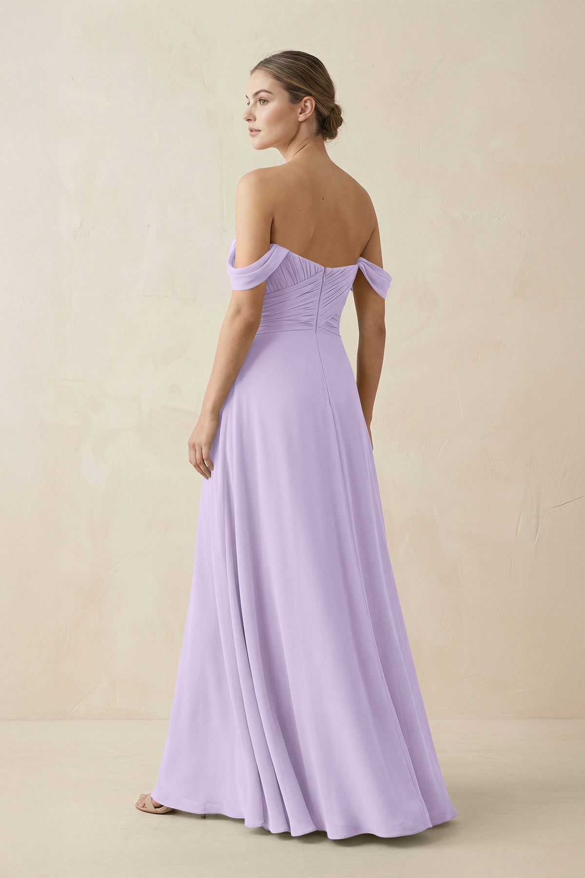 A-Line Off-the-Shoulder Chiffon Bridesmaid Dress in Lavender