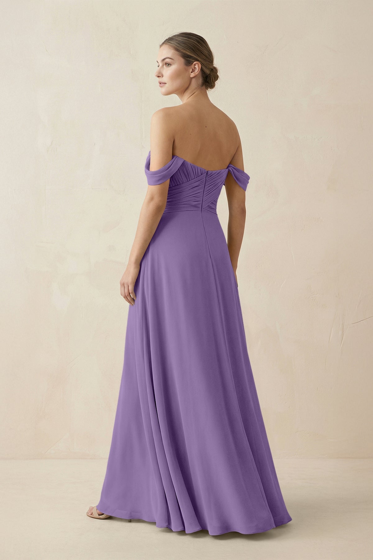 A-Line Off-the-Shoulder Chiffon Bridesmaid Dress in Tahiti