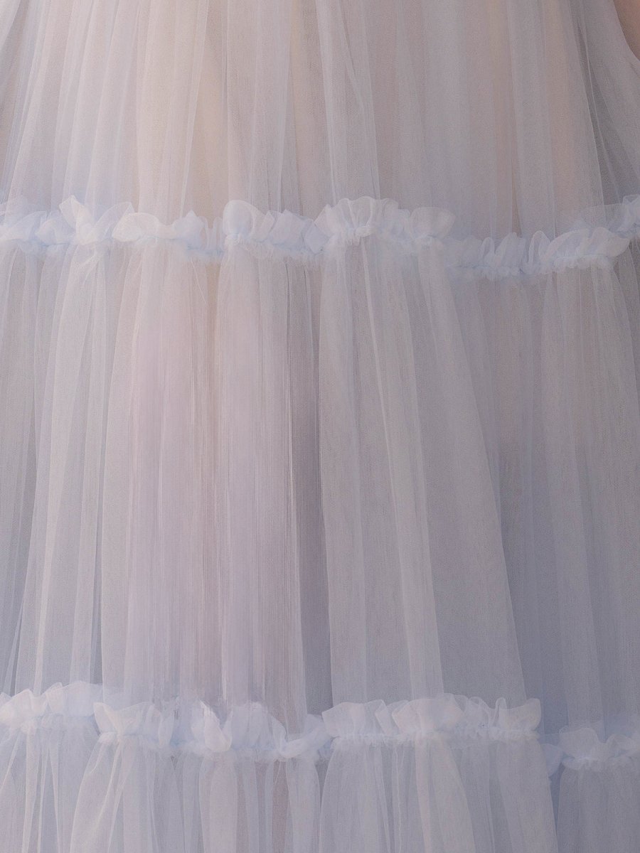 A-Line Corset Ruffled Tulle Prom Dress