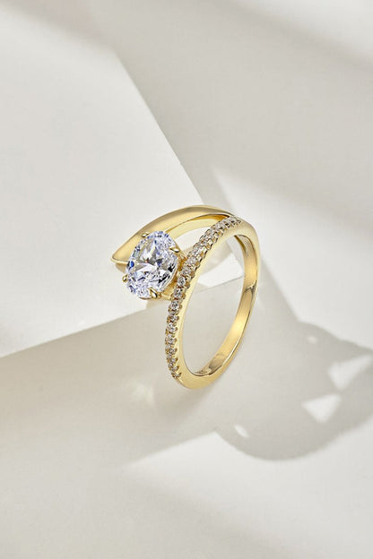 18k Gold Plated Radiant Oval Cut Gemstone Jewelry Ring