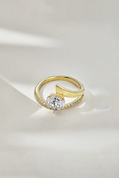 18k Gold Plated Radiant Oval Cut Gemstone Jewelry Ring