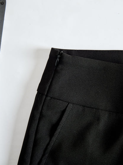Black Chiffon Top And Wide Leg Pants Three Piece Set