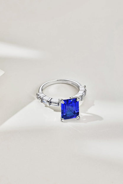 4 Carat Rectangle Sapphire Engagement Ring