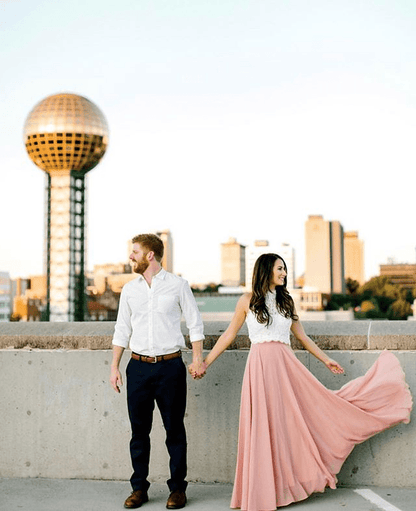 2 Piece Lace and Chiffon Long Beach Bridesmaid Dresses