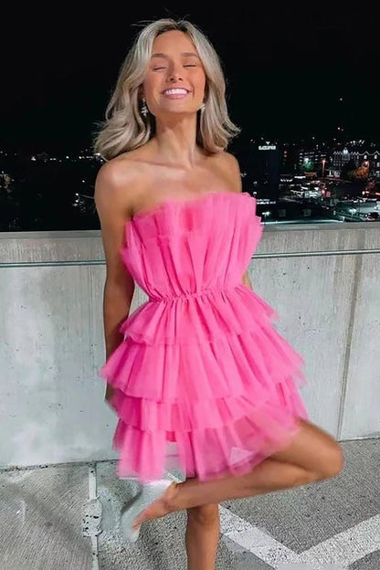 A Line Strapless Short Homecoming Dress