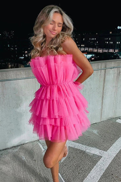 A Line Strapless Short Homecoming Dress