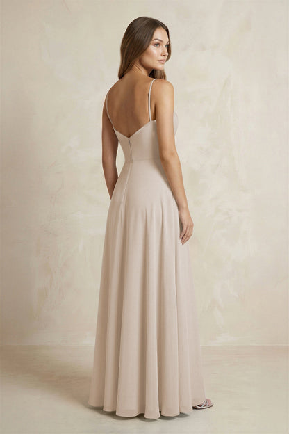 A-Line Cami Strap Chiffon Bridesmaid Dress With Slit in Frost