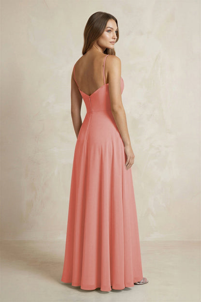 A-Line Cami Strap Chiffon Bridesmaid Dress With Slit in Mulberry