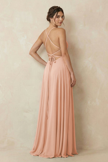 A-Line Chiffon Bridesmaid Dress With Slit in English Rose