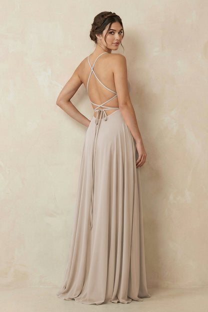 A-Line Chiffon Bridesmaid Dress With Slit in Frost