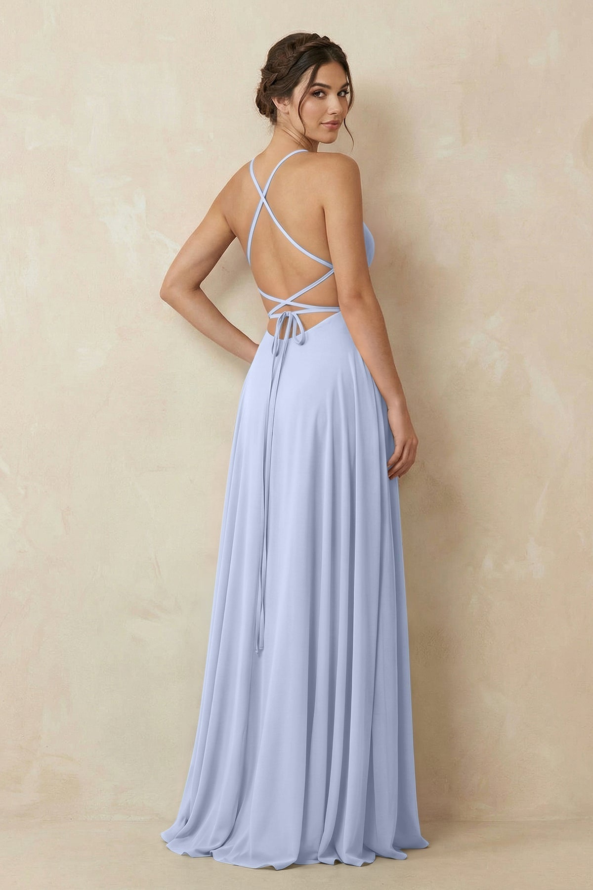 A-Line Chiffon Bridesmaid Dress With Slit in Ice