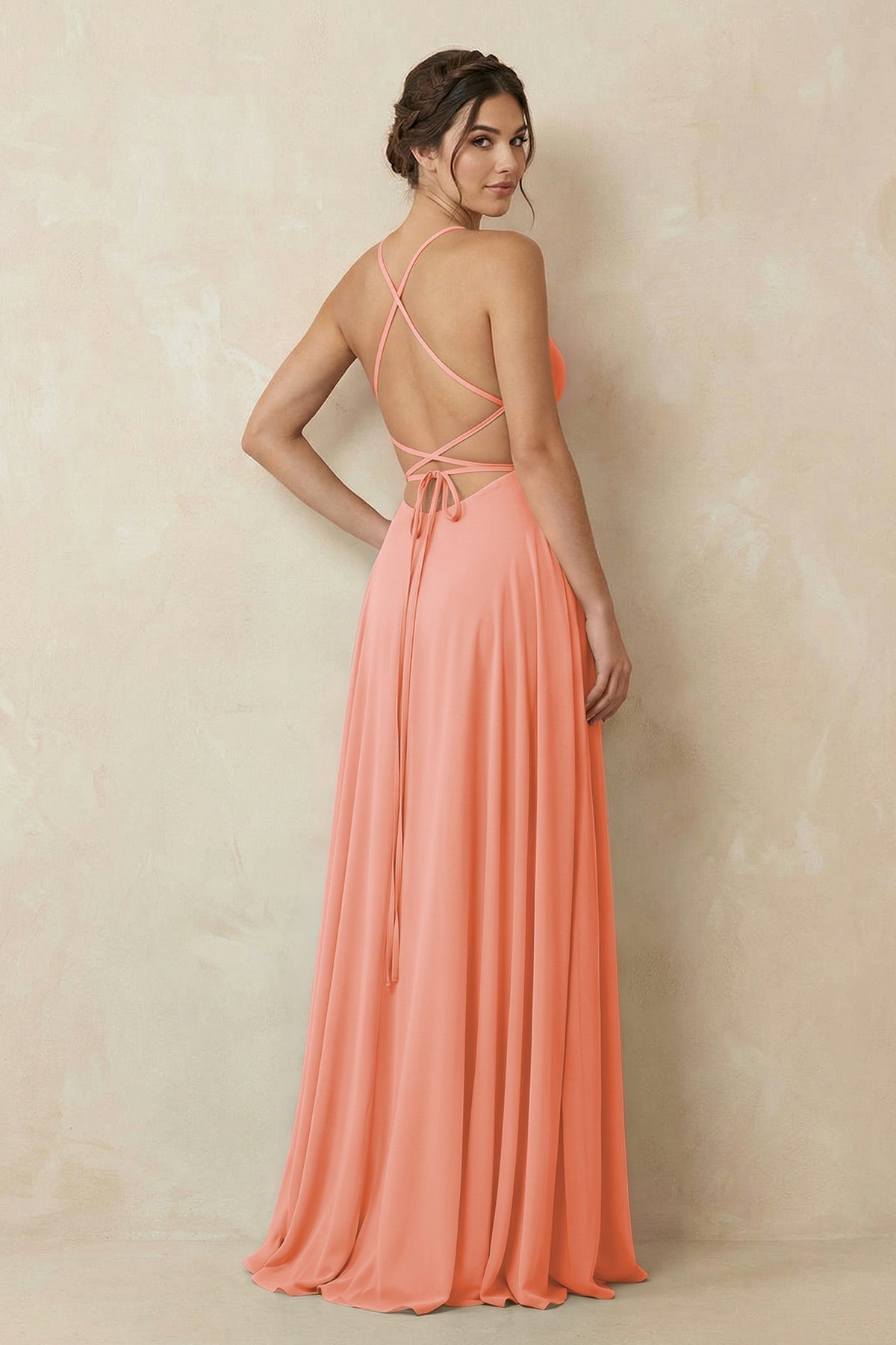 A-Line Chiffon Bridesmaid Dress With Slit in Rosette