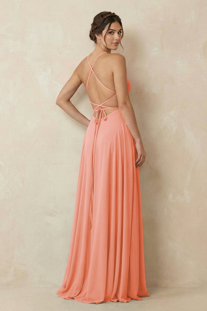 A-Line Chiffon Bridesmaid Dress With Slit in Rosette