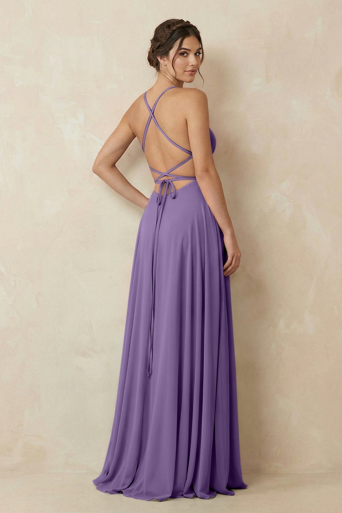 A-Line Chiffon Bridesmaid Dress With Slit in Tahiti