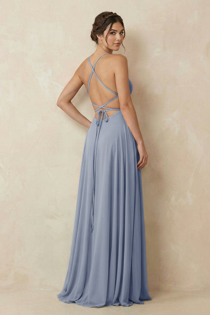 A-Line Chiffon Bridesmaid Dress With Slit in Twilight