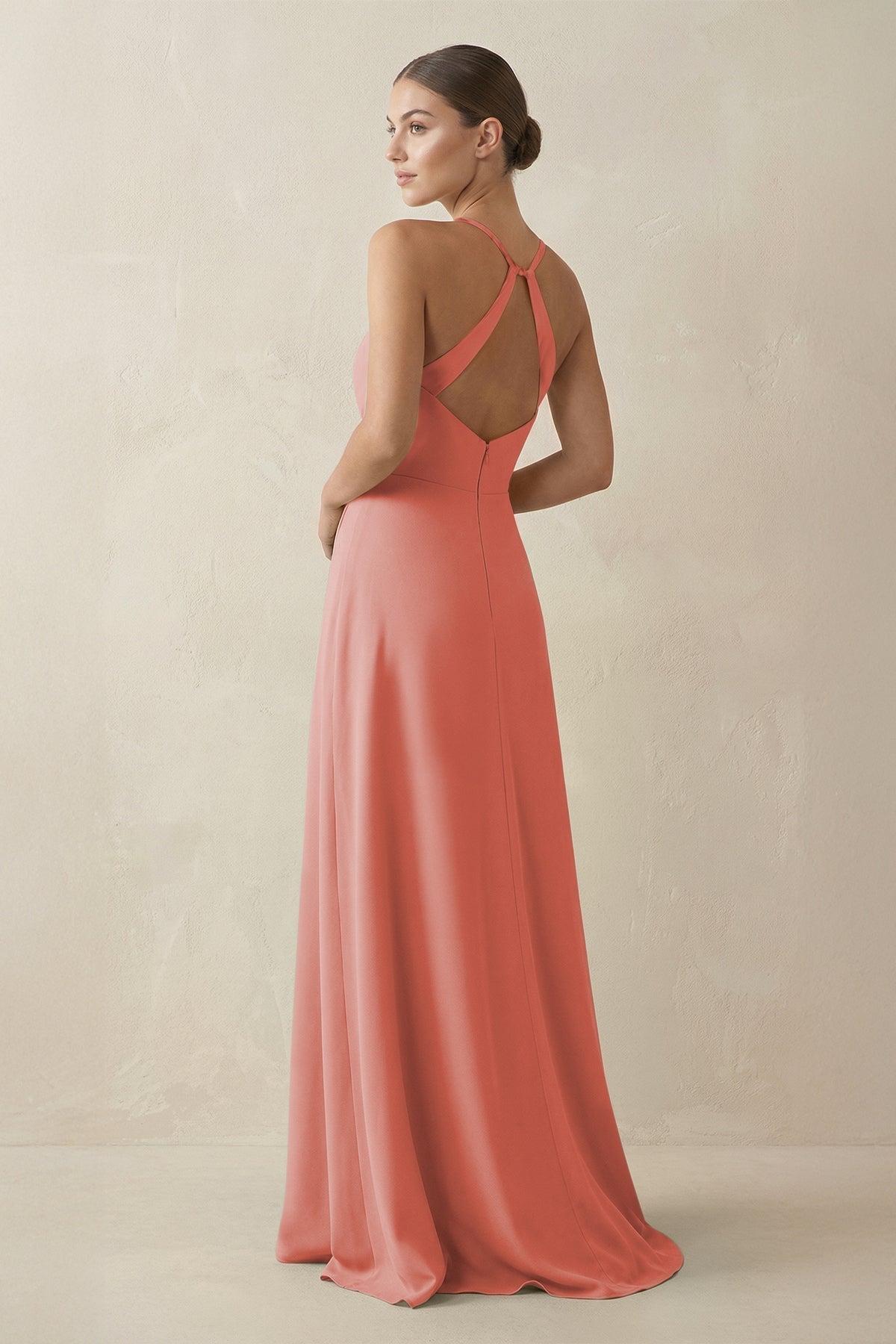 A-Line Chiffon Long Bridesmaid Dress With Slit in Mulberry