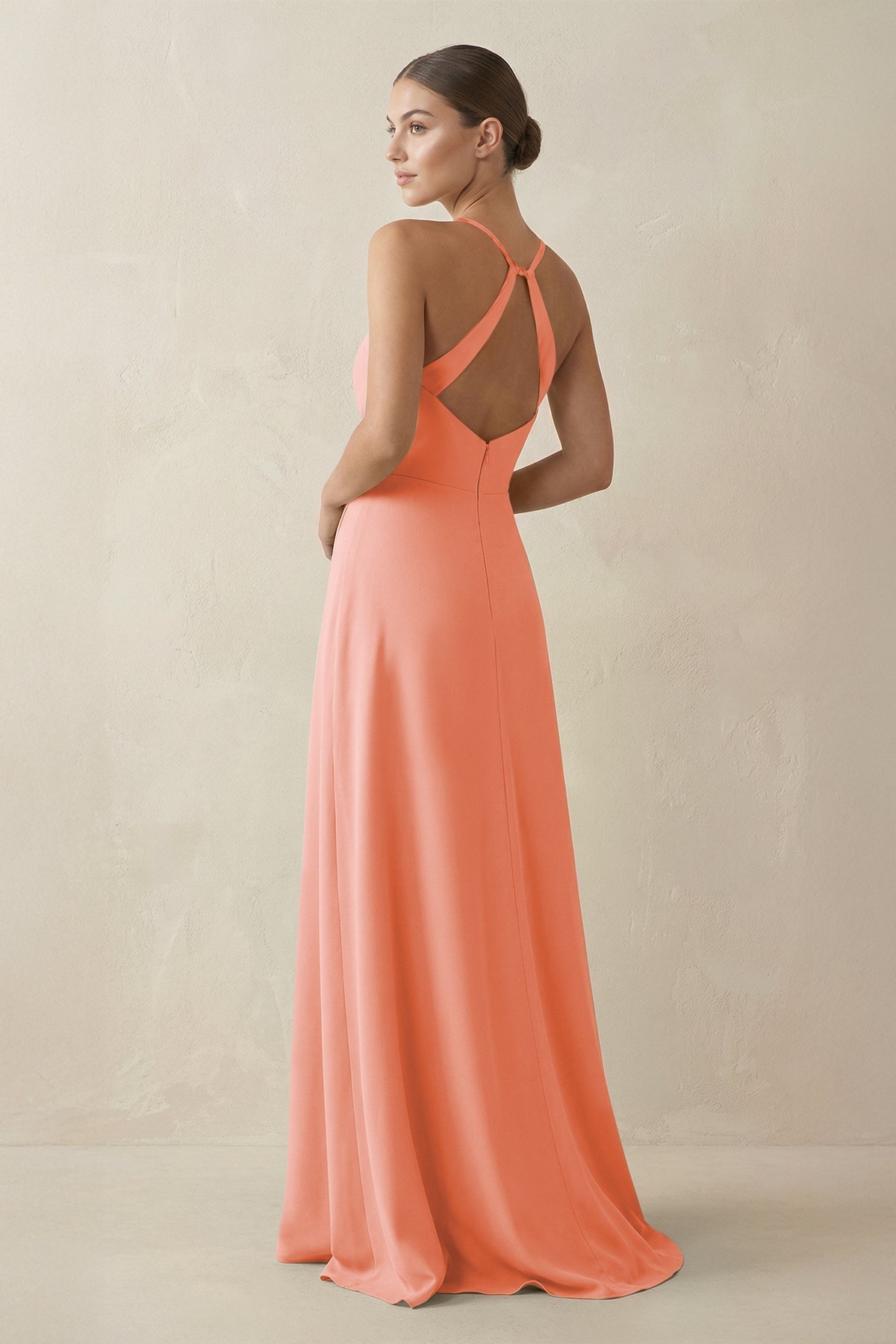 A-Line Chiffon Long Bridesmaid Dress With Slit in Rosette