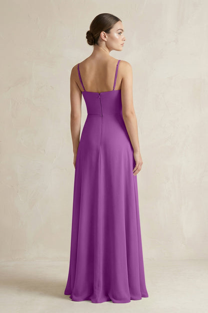 A-Line Chiffon Spaghetti Strap Bridesmaid Dress in Amethyst