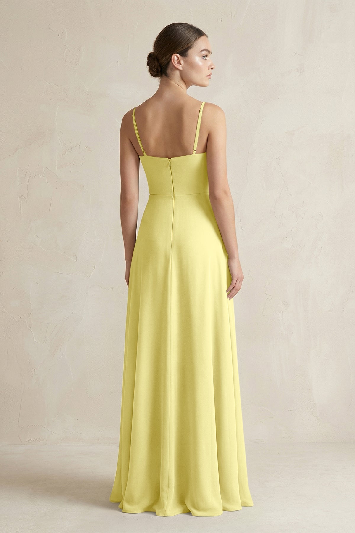 A-Line Chiffon Spaghetti Strap Bridesmaid Dress in Buttercup