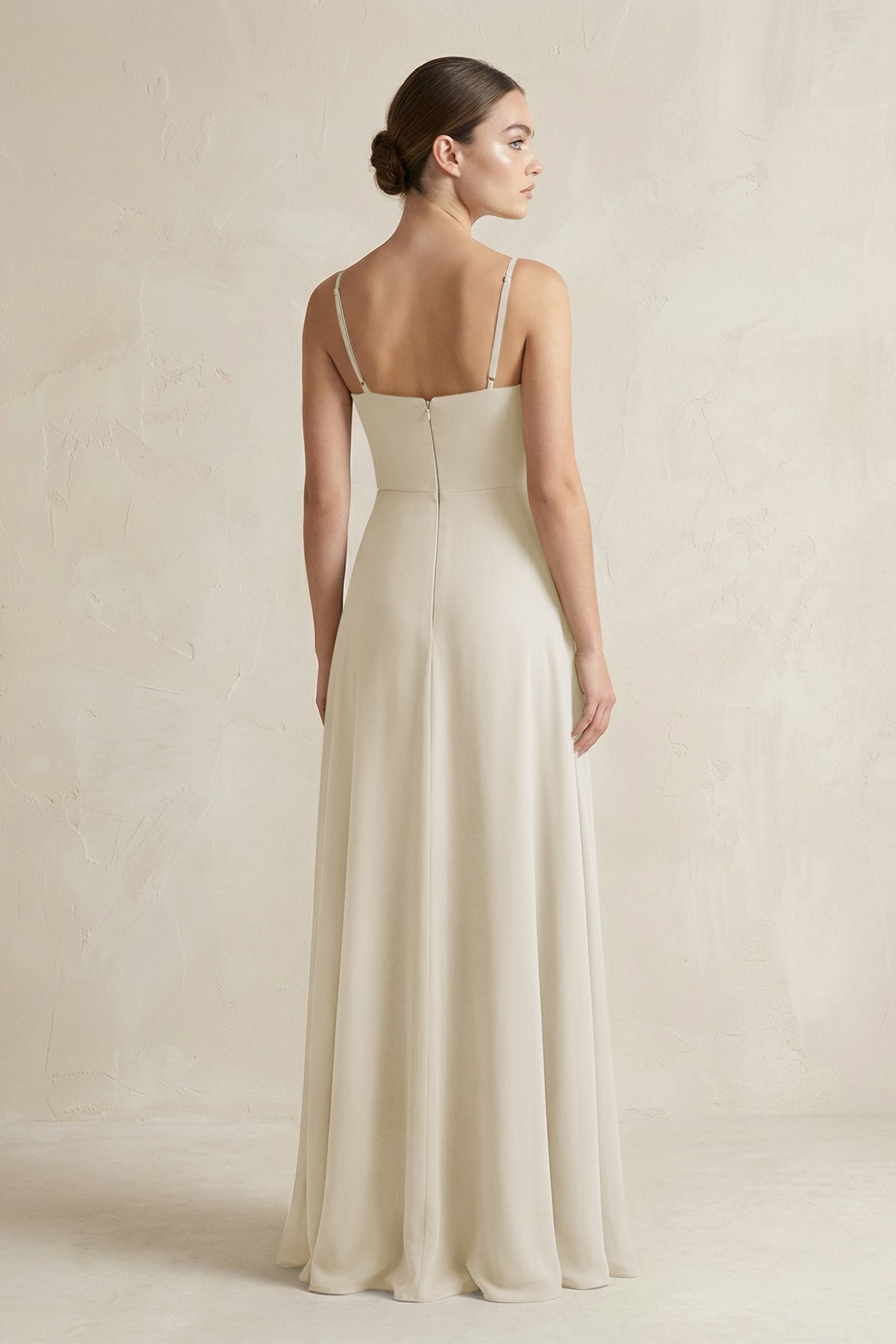 A-Line Chiffon Spaghetti Strap Bridesmaid Dress in Dove Gray