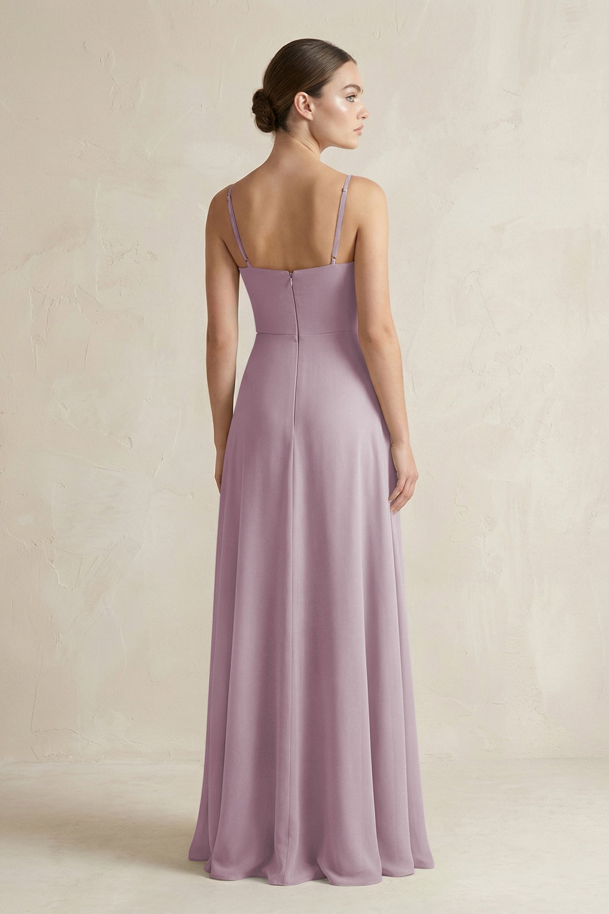 A-Line Chiffon Spaghetti Strap Bridesmaid Dress in Dusk