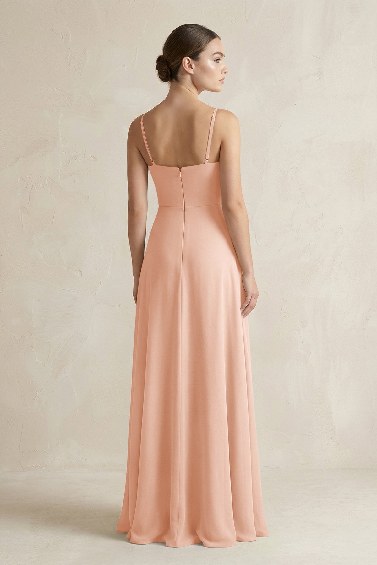 A-Line Chiffon Spaghetti Strap Bridesmaid Dress in English Rose