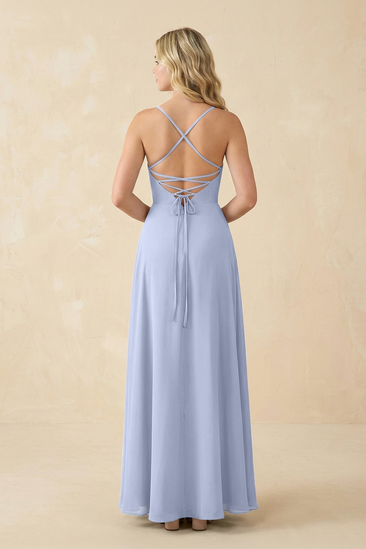 A-Line Chiffon Spaghetti Strap Bridesmaid Dress in Ice