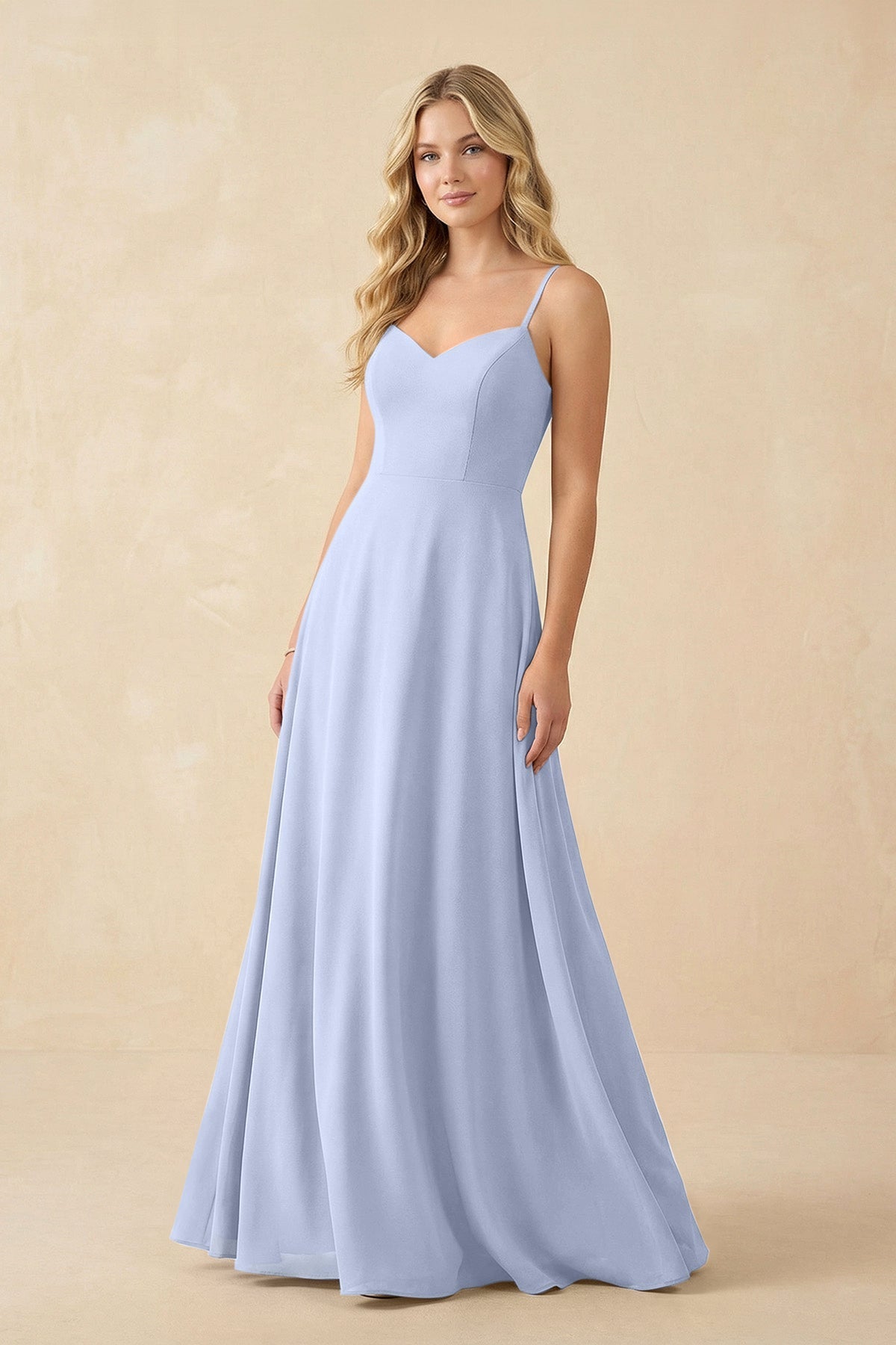 A-Line Chiffon Spaghetti Strap Bridesmaid Dress in Ice