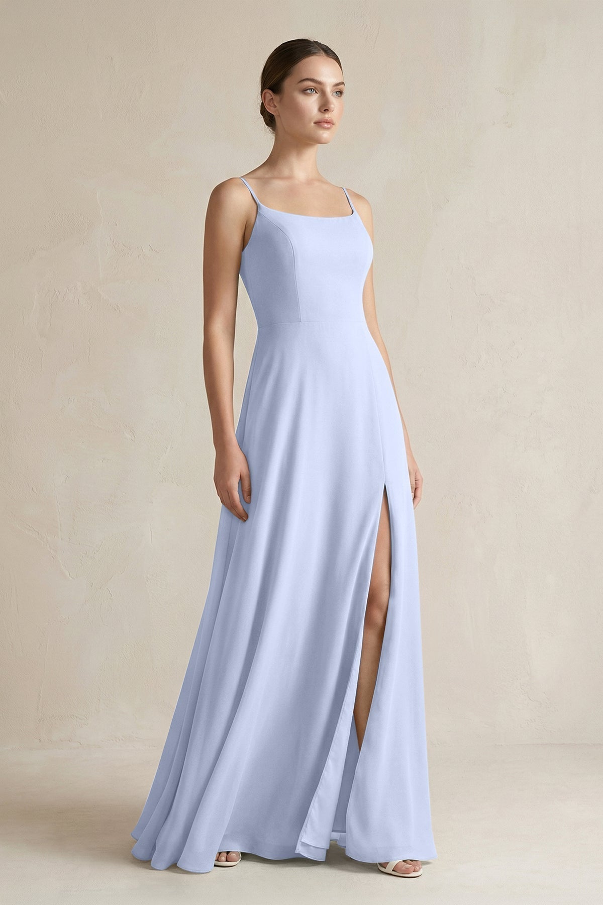 A-Line Chiffon Spaghetti Strap Bridesmaid Dress in Ice