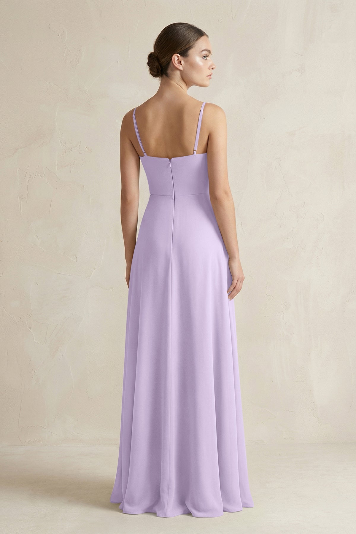 A-Line Chiffon Spaghetti Strap Bridesmaid Dress in Lavender