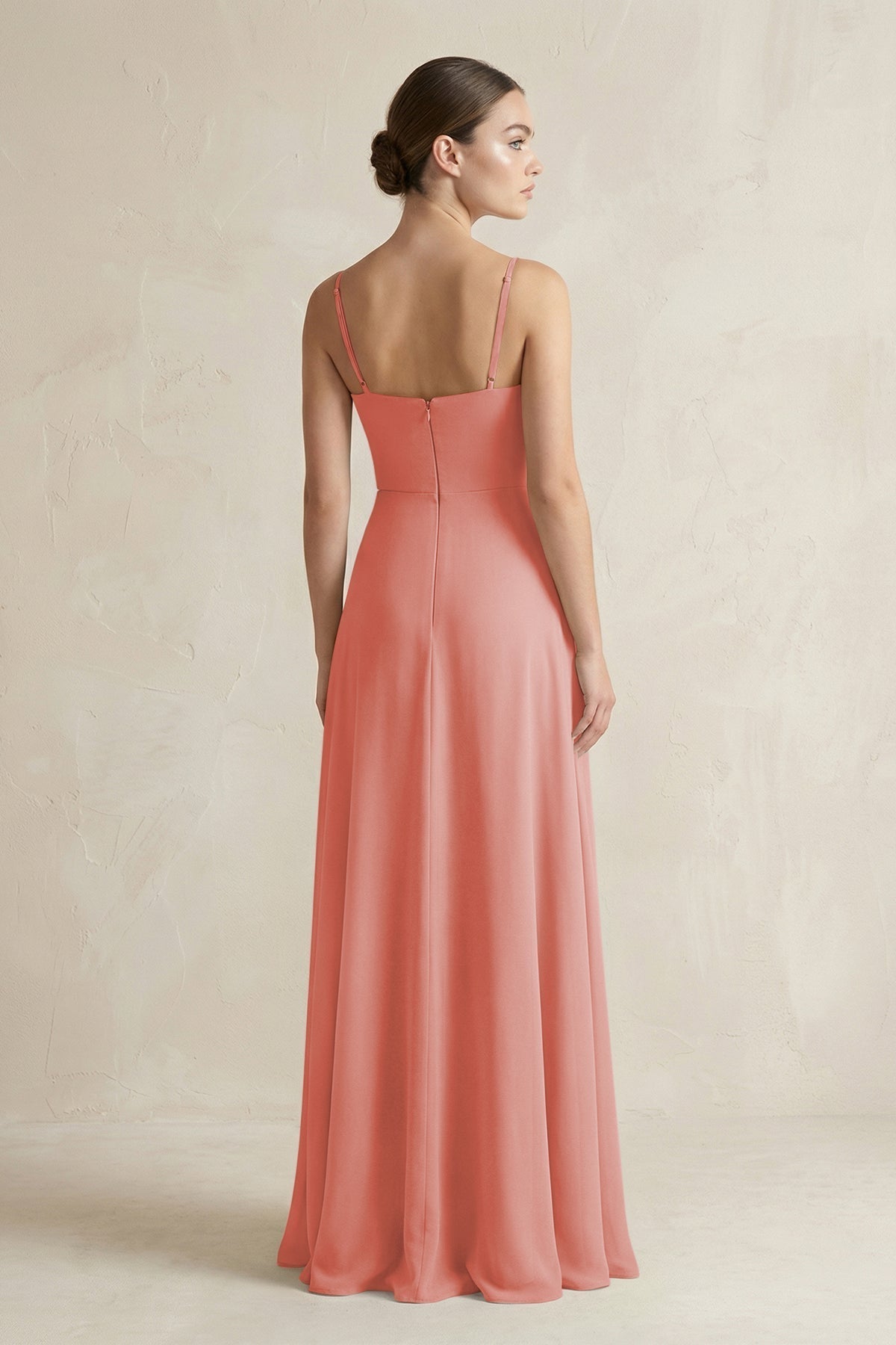 A-Line Chiffon Spaghetti Strap Bridesmaid Dress in Mulberry