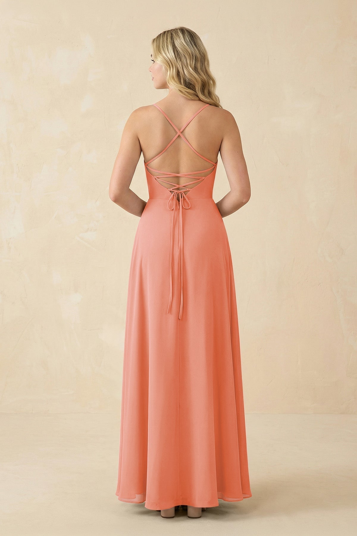 A-Line Chiffon Spaghetti Strap Bridesmaid Dress in Rosette