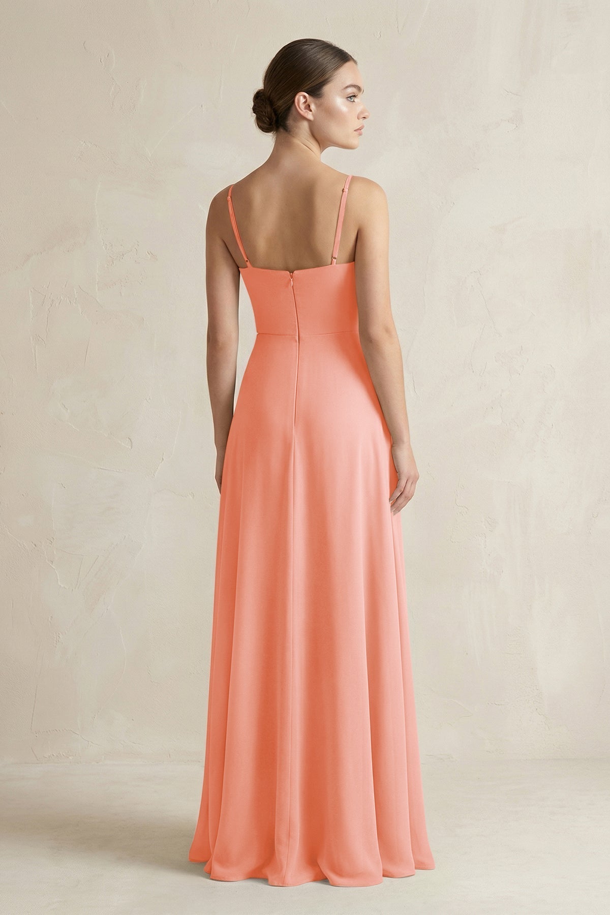 A-Line Chiffon Spaghetti Strap Bridesmaid Dress in Rosette