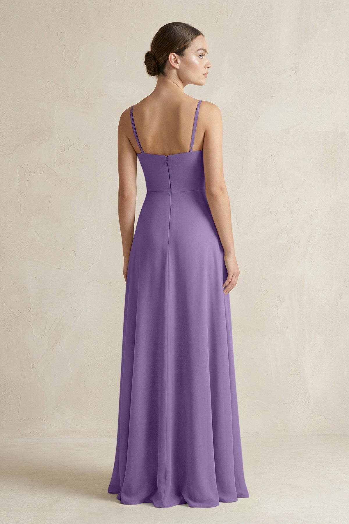 A-Line Chiffon Spaghetti Strap Bridesmaid Dress in Tahiti
