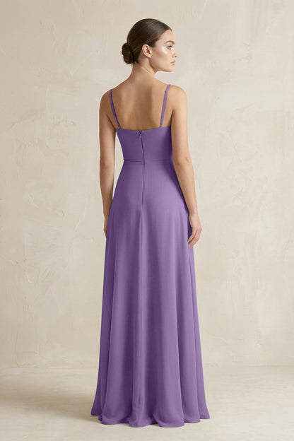 A-Line Chiffon Spaghetti Strap Bridesmaid Dress in Tahiti