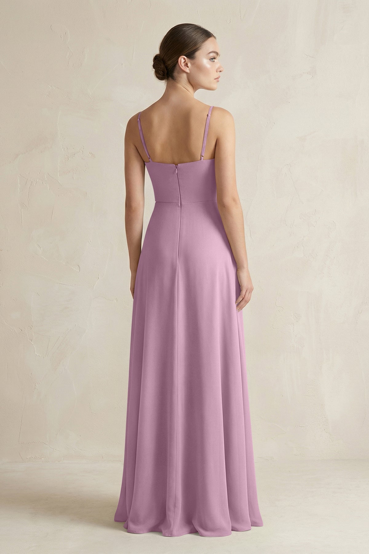 A-Line Chiffon Spaghetti Strap Bridesmaid Dress in Wisteria