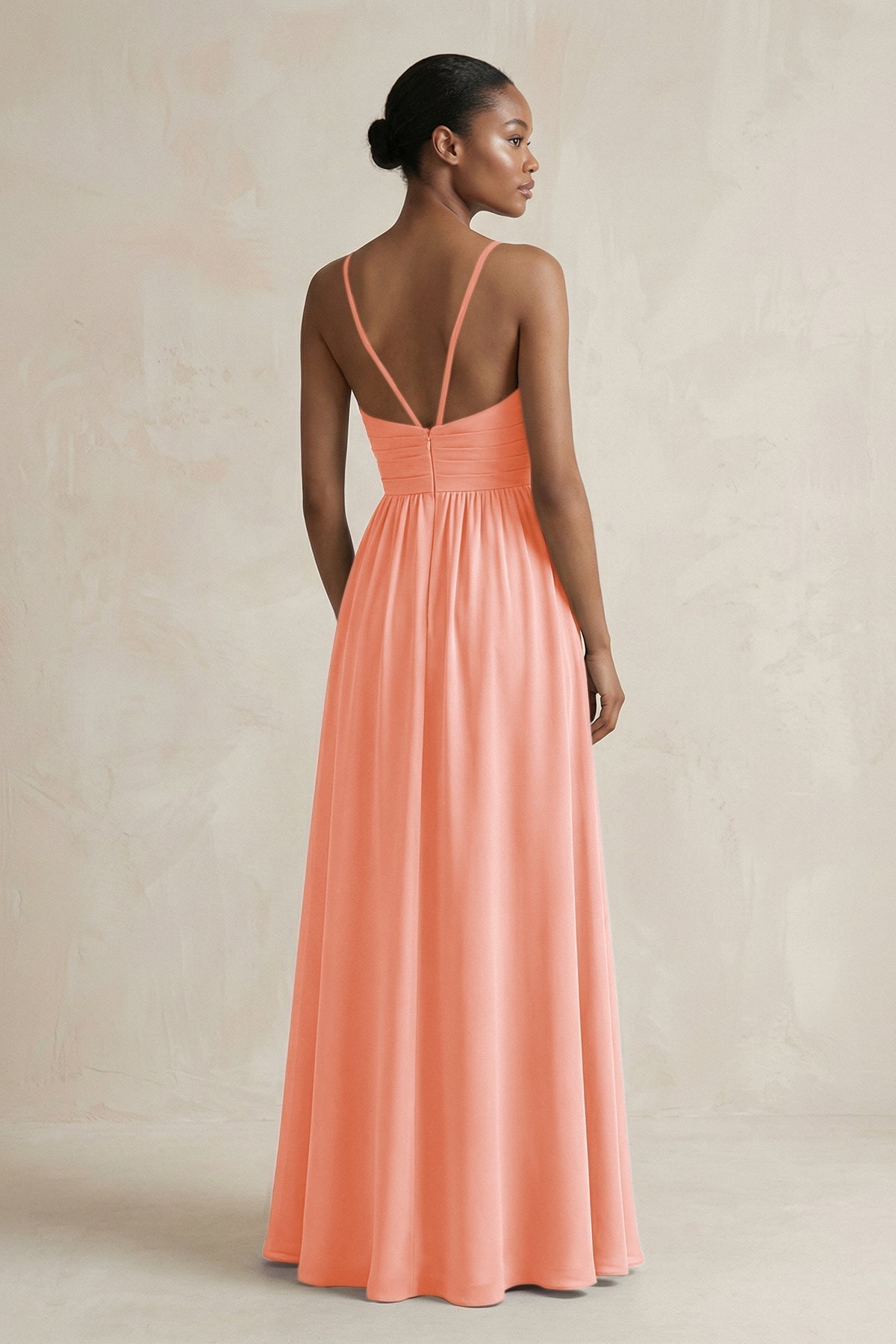 A-Line Halter Chiffon Ruched Bridesmaid Dress in Rosette