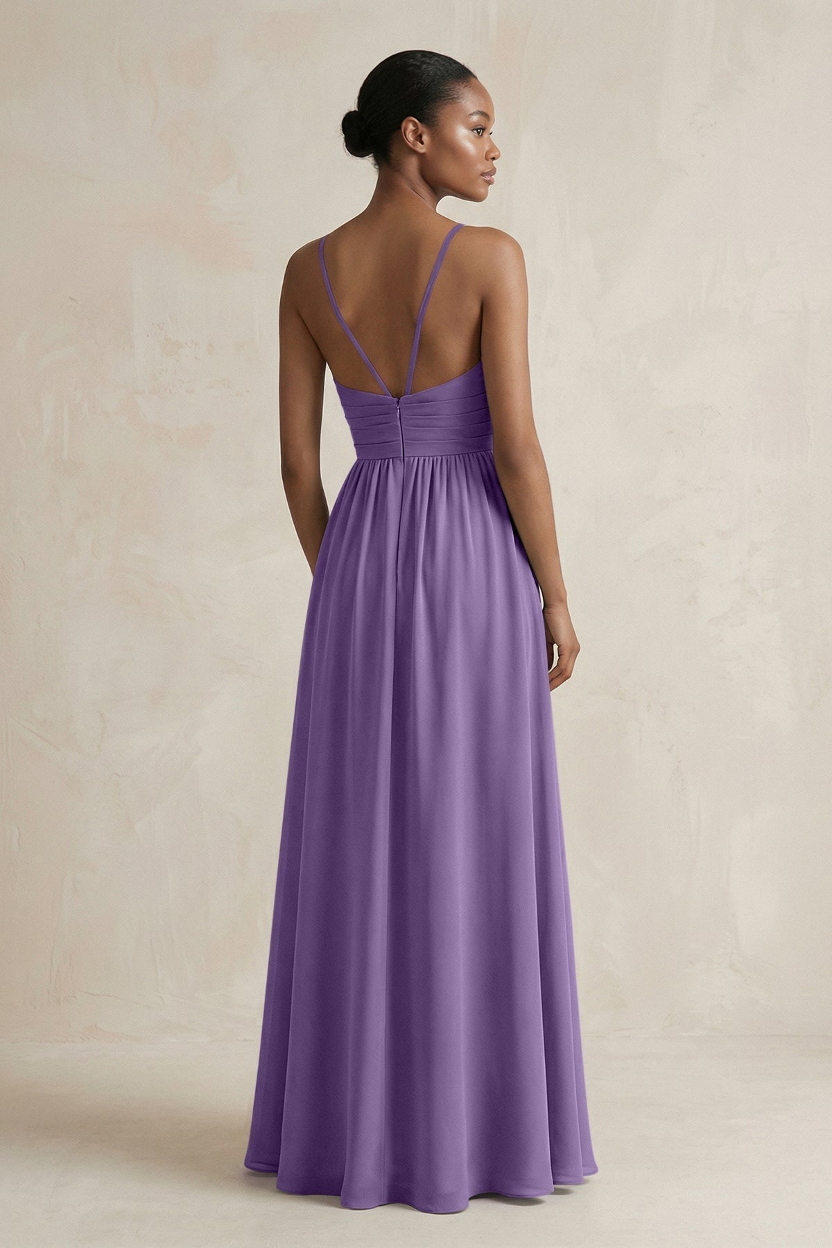 A-Line Halter Chiffon Ruched Bridesmaid Dress in Tahiti