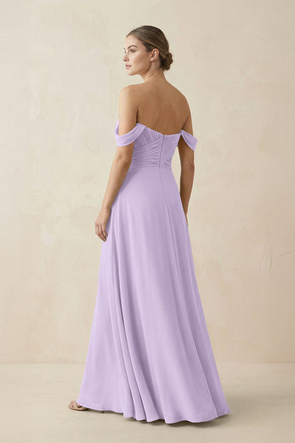 A-Line Off-the-Shoulder Chiffon Bridesmaid Dress in Lavender