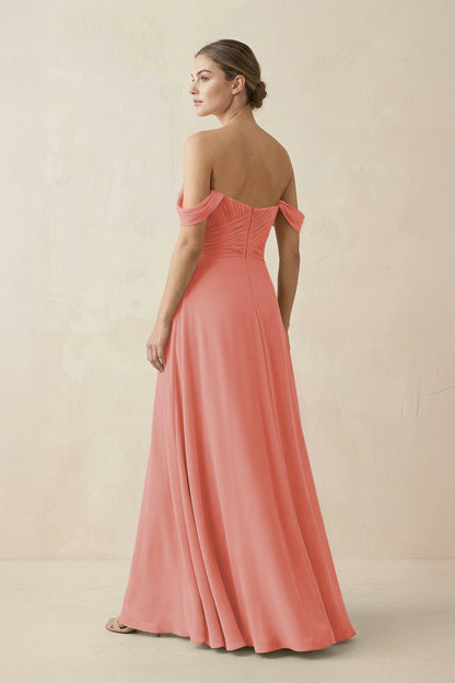 A-Line Off-the-Shoulder Chiffon Bridesmaid Dress in Mulberry
