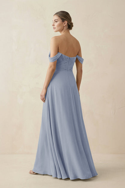 A-Line Off-the-Shoulder Chiffon Bridesmaid Dress in Twilight