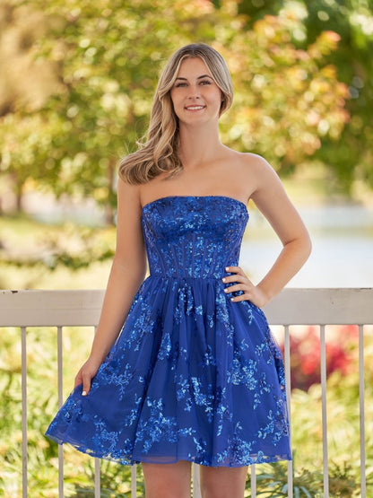 A-Line Red Short Homecoming Dress with Sequins