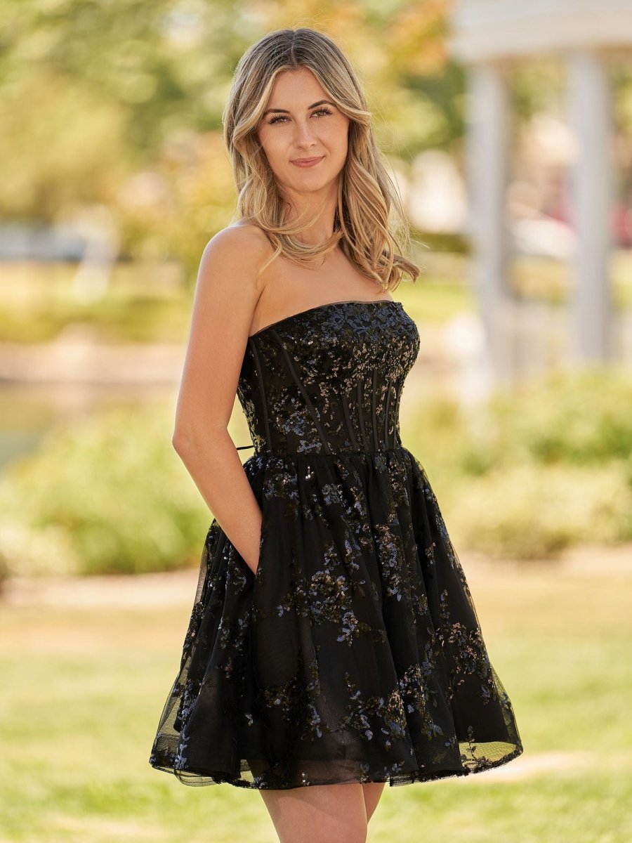 A-Line Red Short Homecoming Dress with Sequins