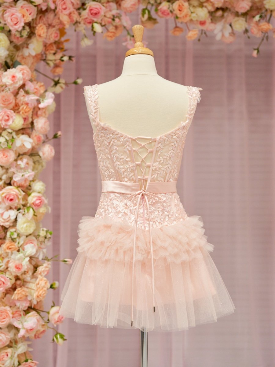 A Line Tulle Tiered Short Homecoming Dress