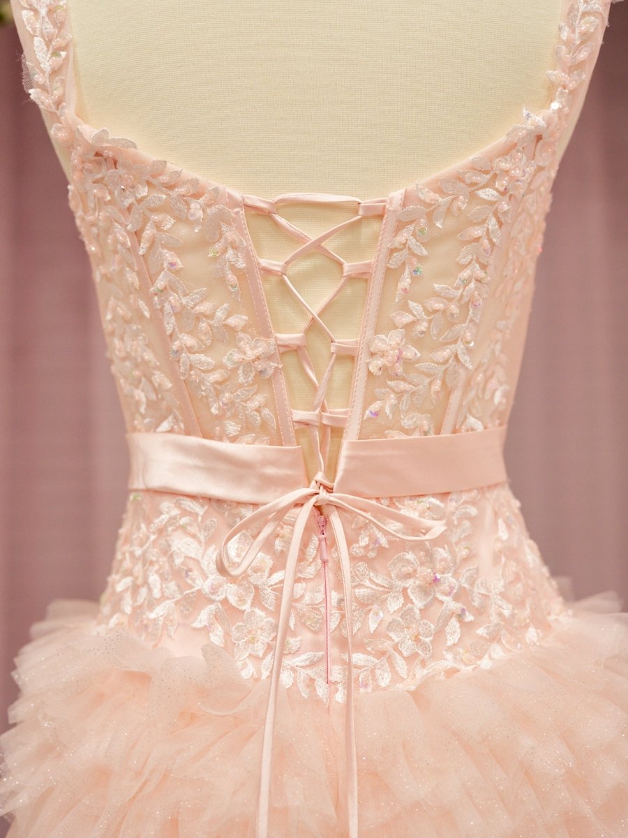 A Line Tulle Tiered Short Homecoming Dress