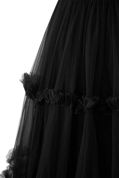 A-Line Corset Ruffled Tulle Prom Dress